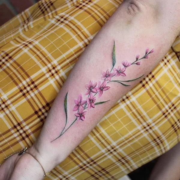July Birth Blossom Tattoo on Forearm