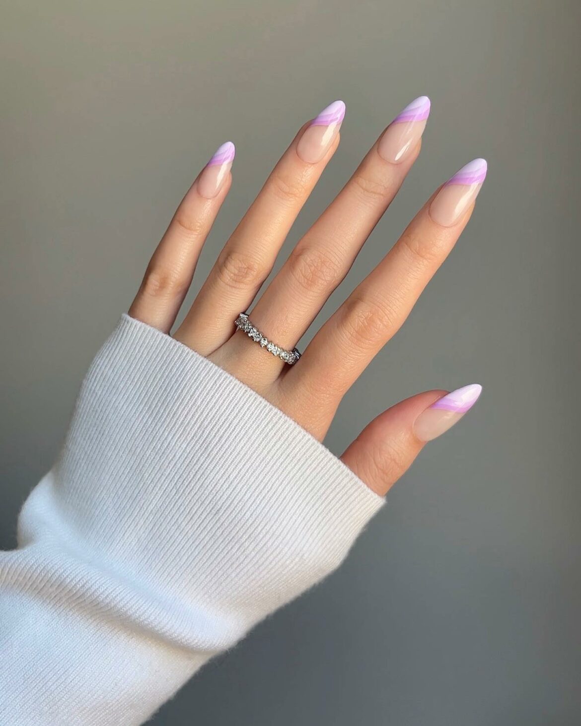 Pale Pink and White Coffin Nails