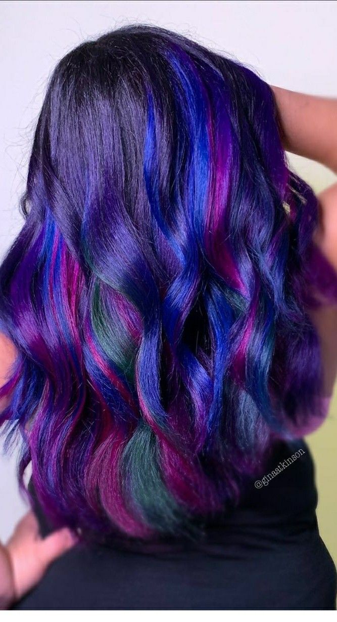 Pink Purple Blue Black Hair