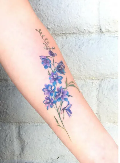 Purple July Birth flower Tattoos