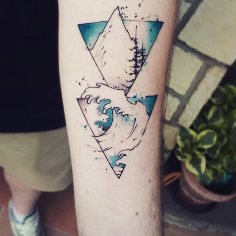 Waves Triangle Tattoo 
