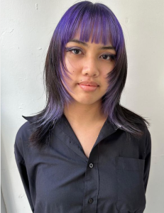 Wolf Cut With Purple Highlights