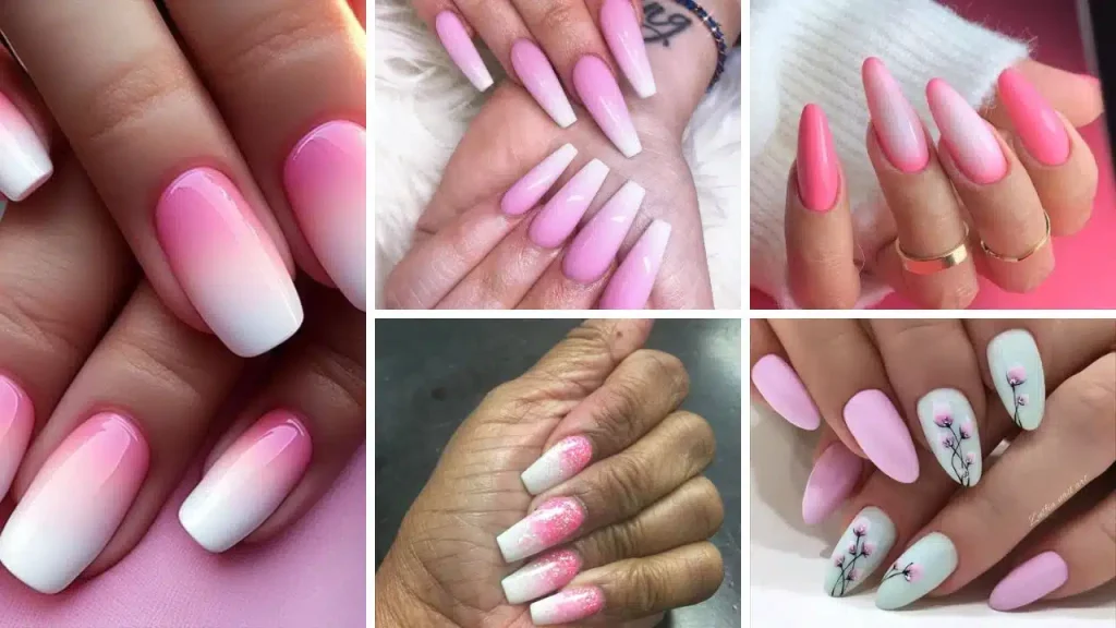 pink and white ombre nails