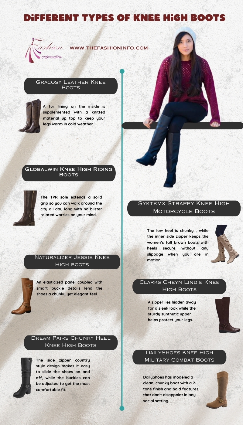 Different types of knee high boots