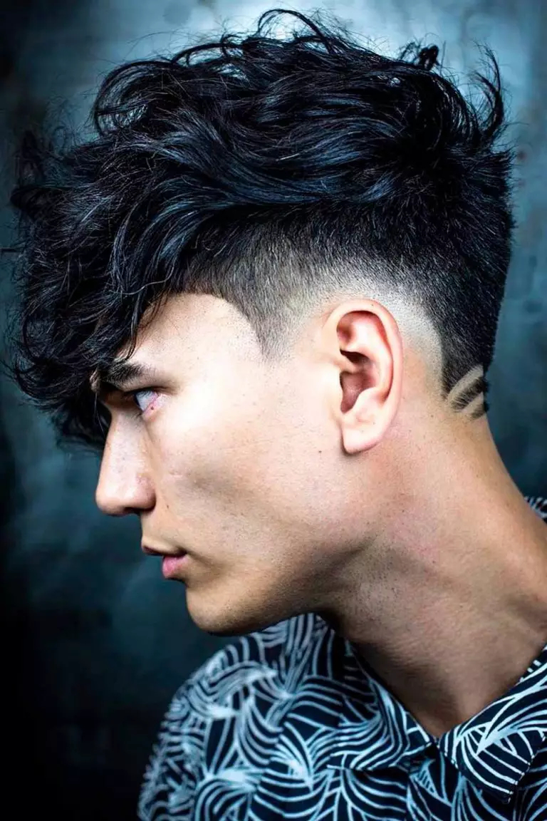 curly hairstyles for men undercut fade low
