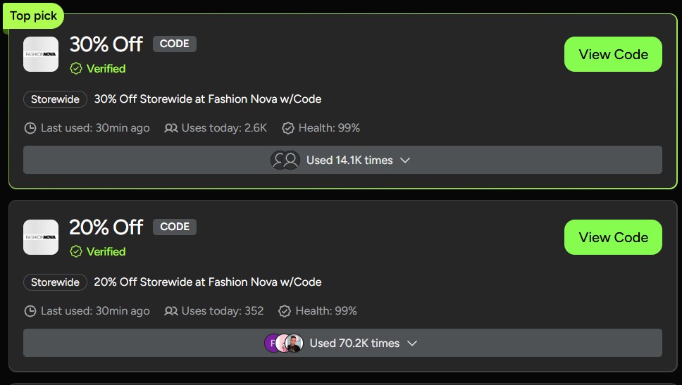 Fashion Nova Coupons